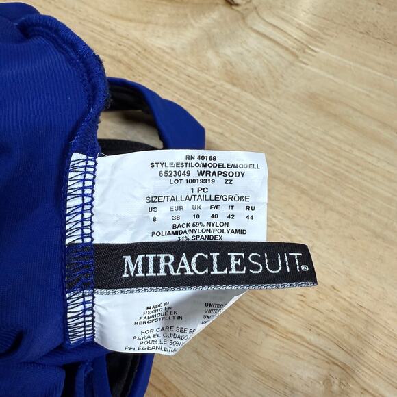 Miraclesuit NWOT Rock Solid Wrapsody One Piece Swimsuit Azul Blue Size 8 - Picture 5 of 12